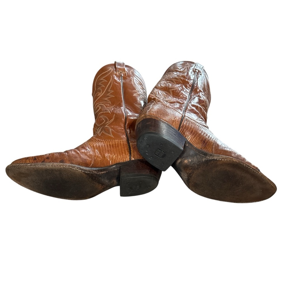 CLOSET CLEANOUT✨Dan Post Genuine Lizard Western Cowboy Boots Brown Men’s 8.5 EW - Picture 4 of 8